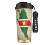 nanger Suriname Flag Map 316 Stainless Steel Insulated Coffee Mug Vacuum Cup With Leak Proof Lid, Keep Hot Or Cold