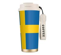 nanger Swedish Flag 316 Stainless Steel Insulated Coffee Mug Vacuum Cup With Leak Proof Lid, Keep Hot Or Cold