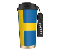 nanger Swedish Flag 316 Stainless Steel Insulated Coffee Mug Vacuum Cup With Leak Proof Lid, Keep Hot Or Cold