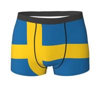 nanger Swedish Flag Print Men'S Underwear Boxer Briefs, Soft Comfortable Stretch Briefs For Everyday Use, Black, M