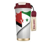 nanger Syrian Arab Republic Flag Map 316 Stainless Steel Insulated Coffee Mug Vacuum Cup With Leak Proof Lid, Keep Hot Or Cold