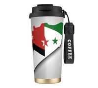 nanger Syrian Arab Republic Flag Map 316 Stainless Steel Insulated Coffee Mug Vacuum Cup With Leak Proof Lid, Keep Hot Or Cold