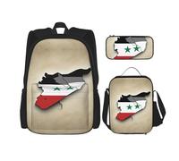 nanger Syrian Arab Republic Flag Map Print 3-Piece Set Backpack, Lunch Bag And Pencil Case, For Travel, College, And Daily Use