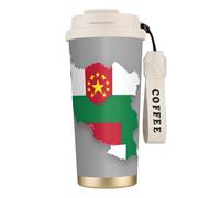nanger Tajikistan Flag Map With Circle Stars 316 Stainless Steel Insulated Coffee Mug Vacuum Cup With Leak Proof Lid, Keep Hot Or Cold
