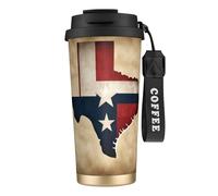 nanger Texas State Flag Map With Two White Stars 316 Stainless Steel Insulated Coffee Mug Vacuum Cup With Leak Proof Lid, Keep Hot Or Cold