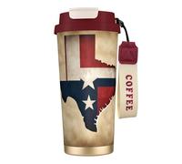 nanger Texas State Flag Map With Two White Stars 316 Stainless Steel Insulated Coffee Mug Vacuum Cup With Leak Proof Lid, Keep Hot Or Cold