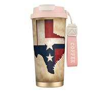 nanger Texas State Flag Map With Two White Stars 316 Stainless Steel Insulated Coffee Mug Vacuum Cup With Leak Proof Lid, Keep Hot Or Cold
