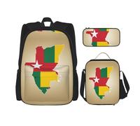 nanger Togo Flag Map With A White Star Print 3-Piece Set Backpack, Lunch Bag And Pencil Case, For Travel, College, And Daily Use