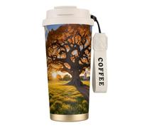 nanger Tree At Golden Sunset 316 Stainless Steel Insulated Coffee Mug Vacuum Cup With Leak Proof Lid, Keep Hot Or Cold