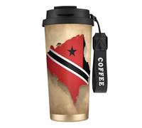 nanger Trinidad And Tobago Flag Map 316 Stainless Steel Insulated Coffee Mug Vacuum Cup With Leak Proof Lid, Keep Hot Or Cold