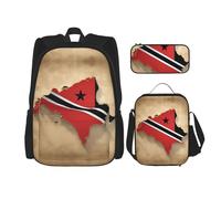 nanger Trinidad And Tobago Flag Map Print 3-Piece Set Backpack, Lunch Bag And Pencil Case, For Travel, College, And Daily Use
