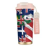nanger Turks And Caicos Islands Flag Map03 316 Stainless Steel Insulated Coffee Mug Vacuum Cup With Leak Proof Lid, Keep Hot Or Cold