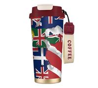 nanger Turks And Caicos Islands Flag Map03 316 Stainless Steel Insulated Coffee Mug Vacuum Cup With Leak Proof Lid, Keep Hot Or Cold