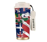 nanger Turks And Caicos Islands Flag Map03 316 Stainless Steel Insulated Coffee Mug Vacuum Cup With Leak Proof Lid, Keep Hot Or Cold
