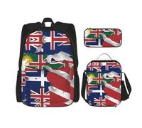 nanger Turks And Caicos Islands Flag Map03 Print 3-Piece Set Backpack, Lunch Bag And Pencil Case, For Travel, College, And Daily Use