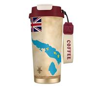 nanger Tuvalu Flag Map With Islands 316 Stainless Steel Insulated Coffee Mug Vacuum Cup With Leak Proof Lid, Keep Hot Or Cold
