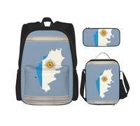 nanger Uruguay Flag Map Print 3-Piece Set Backpack, Lunch Bag And Pencil Case, For Travel, College, And Daily Use