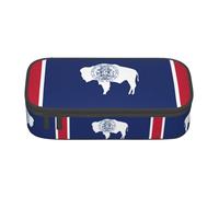 nanger Wyoming State Flag Print Pencil Case Bag Big Capacity Pen Pouch, Aesthetic Stationery Organizer With Zipper