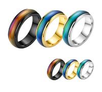 Nangilo Mood Ring for Kids,3PCS Mood Ring,Kids Rings,Rotatable Moods Control, Stainless Steel Color Changing,Fashion Colorful Moods Rings for Kid Boys Women