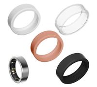 Nangilo Ring Protector, 4Pcs Wedding Ring Protector, Silicone Ri ng P rotector, R ing P rotector Gym, Silicone R ing Protective Cover, Nti knock,Fall and Scratch(Black, white, transparent, rose gold)