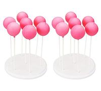 NANGOPOP 2 Pack Cake Pop Stand - 7 Hole Wood Lollipop Holder Display Round Candy or Sucker Stand for Wedding, Birthday Party, White