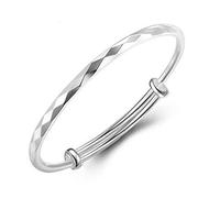 NANHONG 925 Sterling Silver Diamond Pattern Bracelet with Gift Box