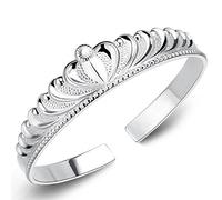 NANHONG 925 Sterling Silver Princess Crown Bracelet with Gift Box- -3D Relief Bracelet