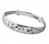 NANHONG 925 Sterling Silver Shining Stars Bangles CUFF BRACELET Bracelet Delicate Silver Bangle with Snowflake Carved