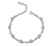 NANHONG Beaded Charm Bracelet in 925 Sterling Silver AAA Crystal Hand Catenary with Gift Box