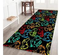 NANILA Game Controller Pattern Runner Rug, Black & Multicolor, 2x6ft, Area Rugs, Gamer Room Decor