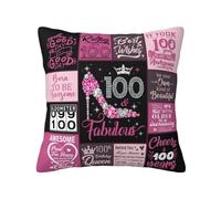 NANISKA 100th Birthday Gifts 18x18 Pillow Cover, Gifts for 100 Year Old Woman,100 Year Old Birthday Decorations, 100th Birthday Gift Ideas, 100 Year Old Birthday Gifts for Women Grandma Mom Sister