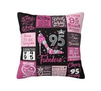 NANISKA 95th Birthday Gifts 18x18 Pillow Cover, 95th Birthday Gifts for Women, Birthday Gift for 95 Year Old Woman, 95th Birthday Decorations for Women Grandma Mom Wife Sister Aunt Friend