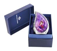 NANIURN Small Urns for Human Ashes Keepsake, Cremation Urn for Ashes for Women & Men, Purple Butterfly and Lavender, Mini Teardrop Decorative, Human Urns for Ashes - Brass Miniature Tear Drop