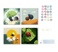 NANJDIAN Wooden Framed 4 Pack Insect Paint by Number Kits,Easy Painting by Numbers Kits for Kids Ages 8-12 on Canvas,Color by Numbers Acrylic Watercolor Gifts for Friends Home Wall Decor (Ladybug)