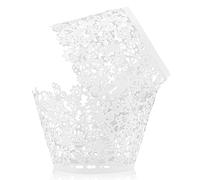 NANJIL Paper Cupcake Wrappers 50pcs/Pack, White Lace, Recyclable, for Wedding, Birthday, Christmas