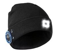 NANJUNTECH Bluetooth Beanie Hat, Unisex Upgraded Led Beanie Hat with Wireless Headphone as Mens Women Gifts (Black)