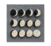 NANKAI Art Black and white textured wall decoration paintings, handcrafted abstract gypsum wall decoration paintings, three-dimensional minimalist lunar eclipse relief artworks 24x24 inches