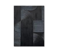 NANKAI Art Hand-Painted Black Modern Minimalist Art Painting Black Thick Texture Abstract Painting 40x28 inch Canvas Wall Decoration Oil Painting