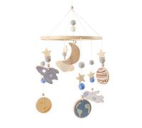 Nankoyal Baby Mobiles, Wood Nursery Pendent, 360 Degree Rotating Space Pattern Crib Mobile for Calming Visual Stimulation Play Travel Night Sleep Bedding