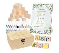 Nankoyal Baby Shower Games Sign Kit - Keepsake Creating Toy - Wooden Blocks for Baby Shower | for Tabletop Living Room Gender Reveal 100-Day First Birthday