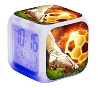Nankoyal Boys Football Alarm Clock,Digital Alarm Clock Digital Football Clock With LED Display,Football Clock Kids Digital Clock Cube Football Alarm Clocks With Colorful Night Light