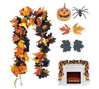 Nankoyal Pumpkin Garland - Pumpkin Halloween Mantle Garland - Wreath with Leaves Vines Flexible for Outdoor Indoor Window Tabletop Yard Porch Fireplace Mantel