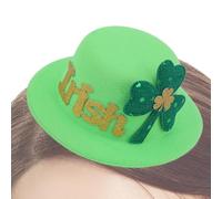 Nankoyal Shamrock Hair Ornament | Hair Accessories Lucky Leaves Hat Shaped Green Hair Clip,Green Irish Festival Hair Clips, Versatile Lucky Hair Barrettes for Family Gathering