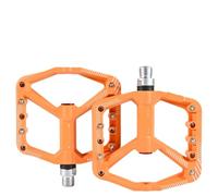 NanLio 005 MTB Bicycle Flat Pedals Nylon Plastic Compatible With XC AM Mountain BMX Bikes Ultralight Anti-slip Design Big Foot Platform DU Bushing Bearings(Orange)