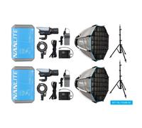 Nanlite FC-60B LED Bi-colour Spot Light dual kit (with light stand and softbox) | ✅ 5 years warranty