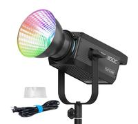 NANLITE FS-300C RGB continuous video light (2500K to 7500K color temperature, 34,200lux @1m (with reflector), support app control, quiet cooling for interviews,