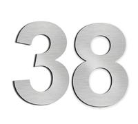 nanlyiau 2pc 3in Mailbox Numbers House Number Door number Stainless Steel House Numbers Adhesive number Made of solid 304 Stainless Steel silvery(3in number 38)