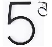 Nanlyiau 5in 3D Adhesive Door Number & Mailbox Number - Waterproof Acrylic (Black)