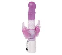 NMC Double Bunny 8-Inch Rotating Bead Rabbit Vibrator Purple