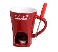 Nanmiyan Chocolate Melting Cup With Fork, Personal Chocolate Fondue Set Of 2, Ceramic Melting Mugs, Meltie Cup For Butter Cheese Chocolates Candy Dessert, Sweet Fondue Mug For Cooks Adults Kids Family